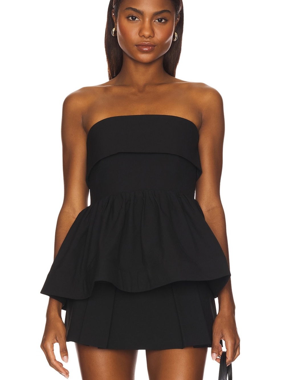 Lovers and Friends Melodie Strapless Peplum Top Black M NWT $188